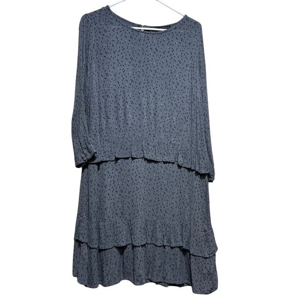 Fat Face Dresses & Skirts - Fat Face Women's Tiered Dress UK 14 US 10 Gray Polka Dot Midi Long Sleeve